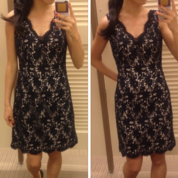 Ann Taylor Crochet Navy Blue Lace Dress - Picture 5 of 5